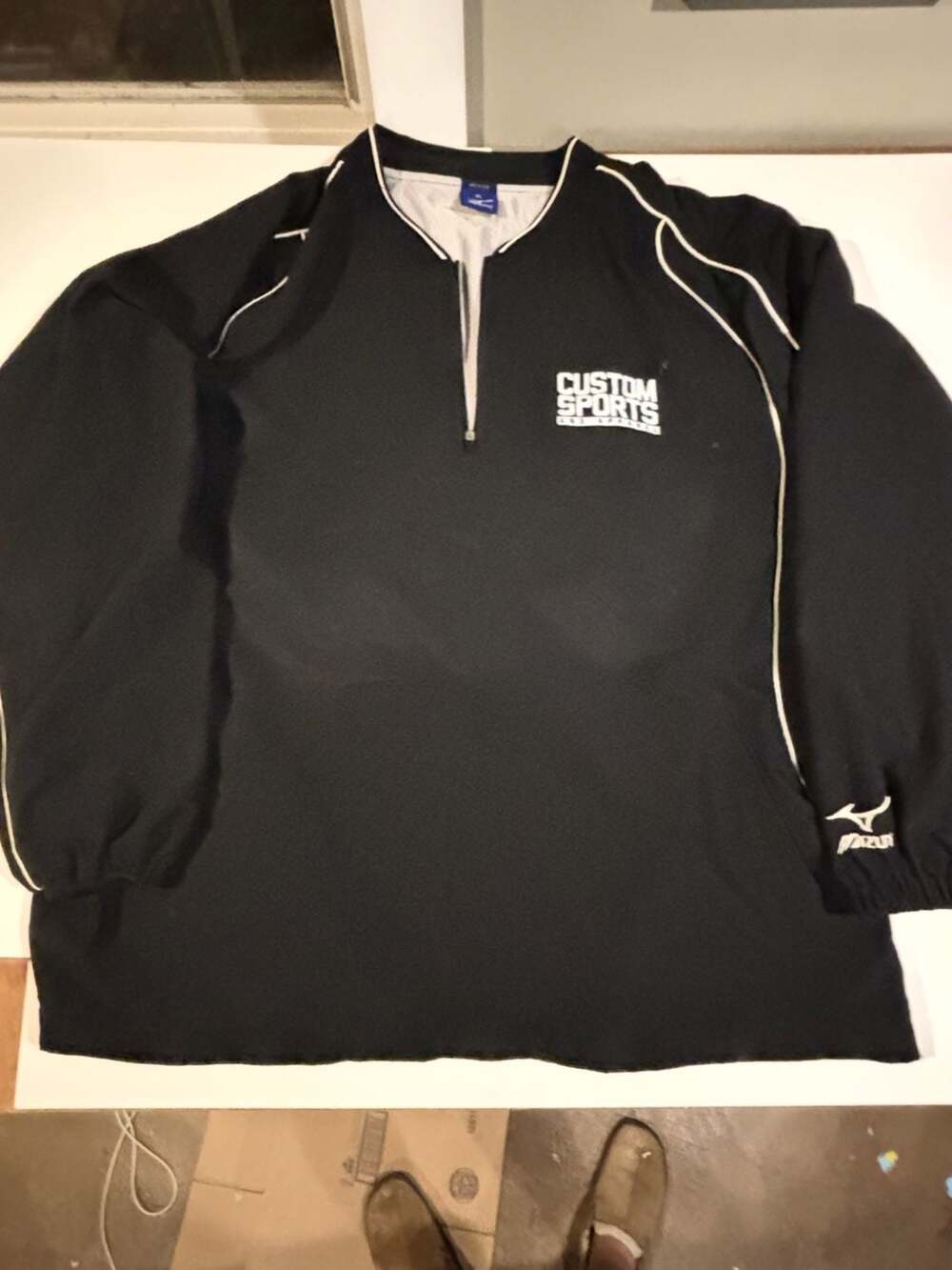 Mizuno Custom Sports Black Half Zip Pullover Windbreaker Jacket XL